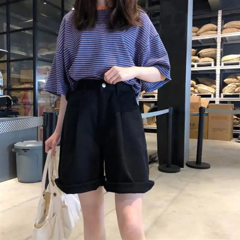 Harajuku High Waist Wide Leg Shorts for Women