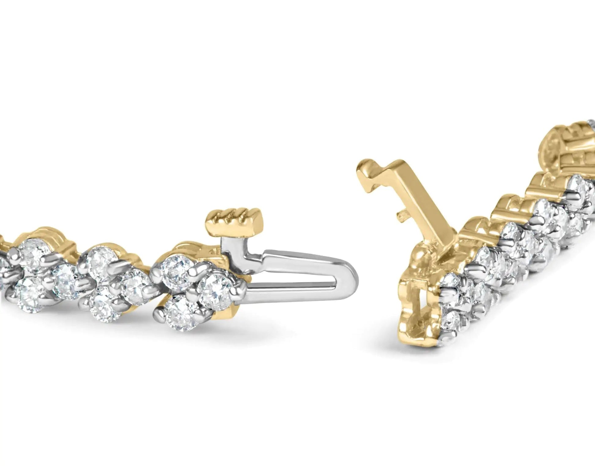 14k Yellow Gold 5.00 Cttw Diamond Three Stone Link Tennis Bracelet (I-J Color, SI2-I1 Clarity) - 7' Inches WEM Support (www.WEM.support)