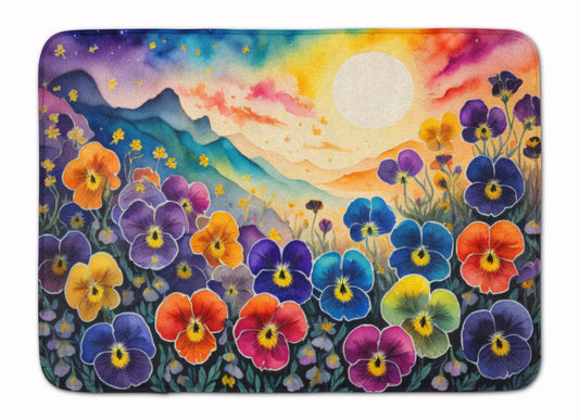 Pansies in Color Memory Foam Kitchen Mat WEM Support (www.WEM.support)