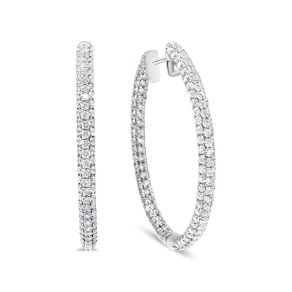 14K White Gold 3 1/2 Cttw Lab Grown Pave Set Diamond Eternity Inside Out Hoop Earrings  (G-H Color, SI1-SI2 Clarity) WEM Support (www.WEM.support)