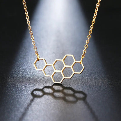 Horizonal Honeycomb Pendant With Bee And Chain WEM Support (www.WEM.support)