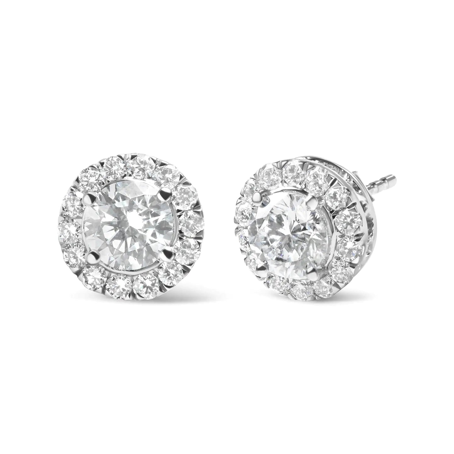 14K White Gold Lab Grown Diamond Solitaire Stud Earrings with Halo (2.00 Cttw, F-G Color, VS2-SI1 Clarity WEM Support (www.WEM.support)