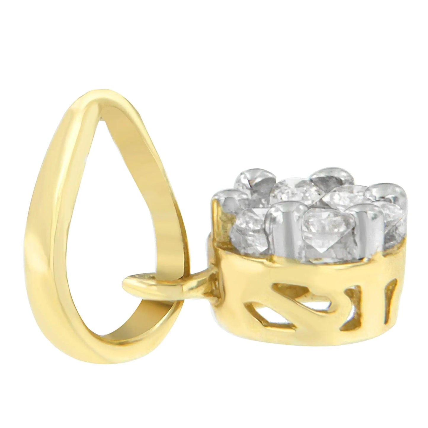 Collier Pendentif Cercle en Or Jaune 14K avec Diamants Taille Ronde (1/3 carat, Couleur H-I, Clarté I1-I2) WEM Support (www.WEM.support)