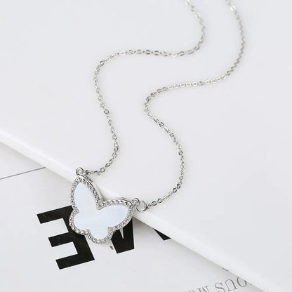 Butterfly Silver-Plated Pendant Necklace WEM Support (www.WEM.support)