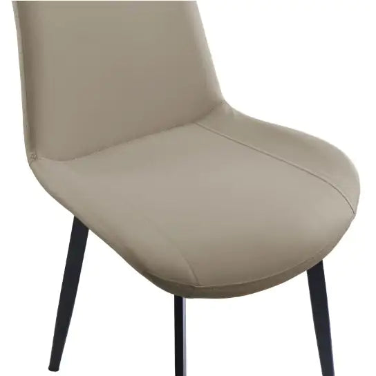 Tan PU Leather Dining Chair With Metal Legs, Modern Upholstered Chair Set Of 4 For Kitchen WEM Support (www.WEM.support)