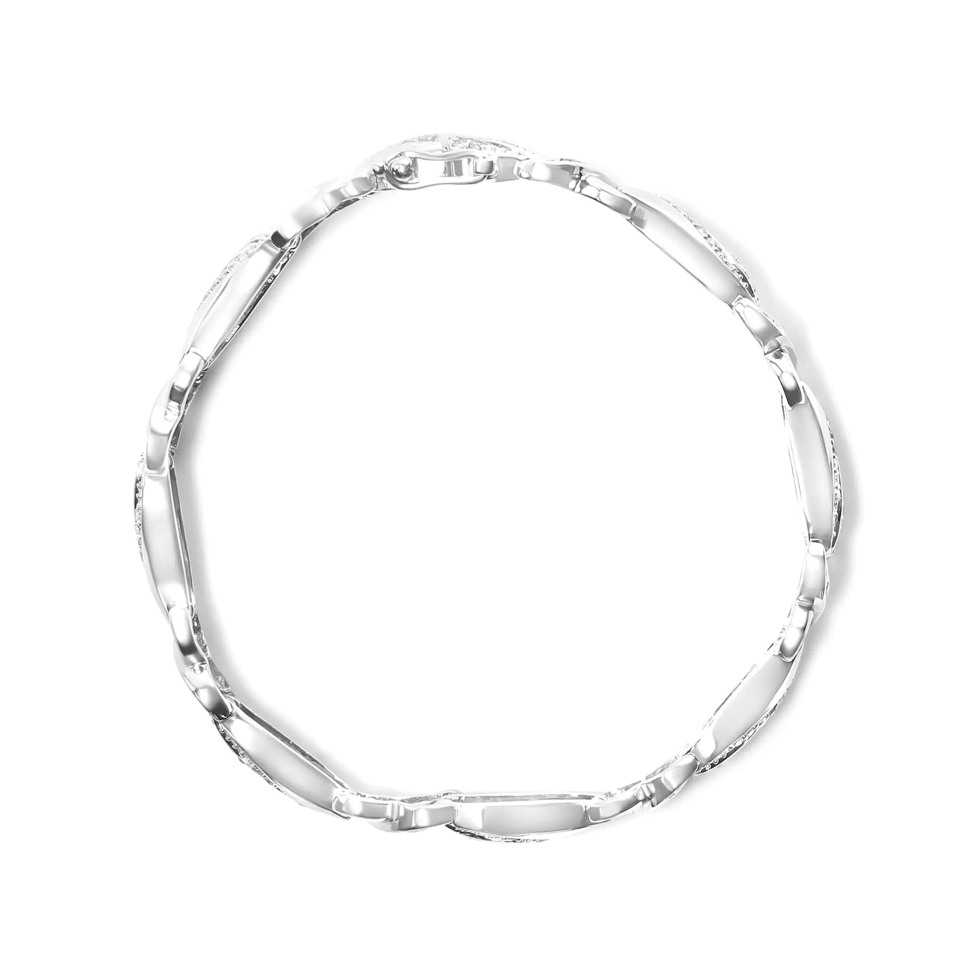 .925 Sterling Silver 1 3/4 Cttw Diamond Wave and X Link Tennis Bracelet (I-J Color, I3 Clarity) - 7" WEM Support (www.WEM.support)