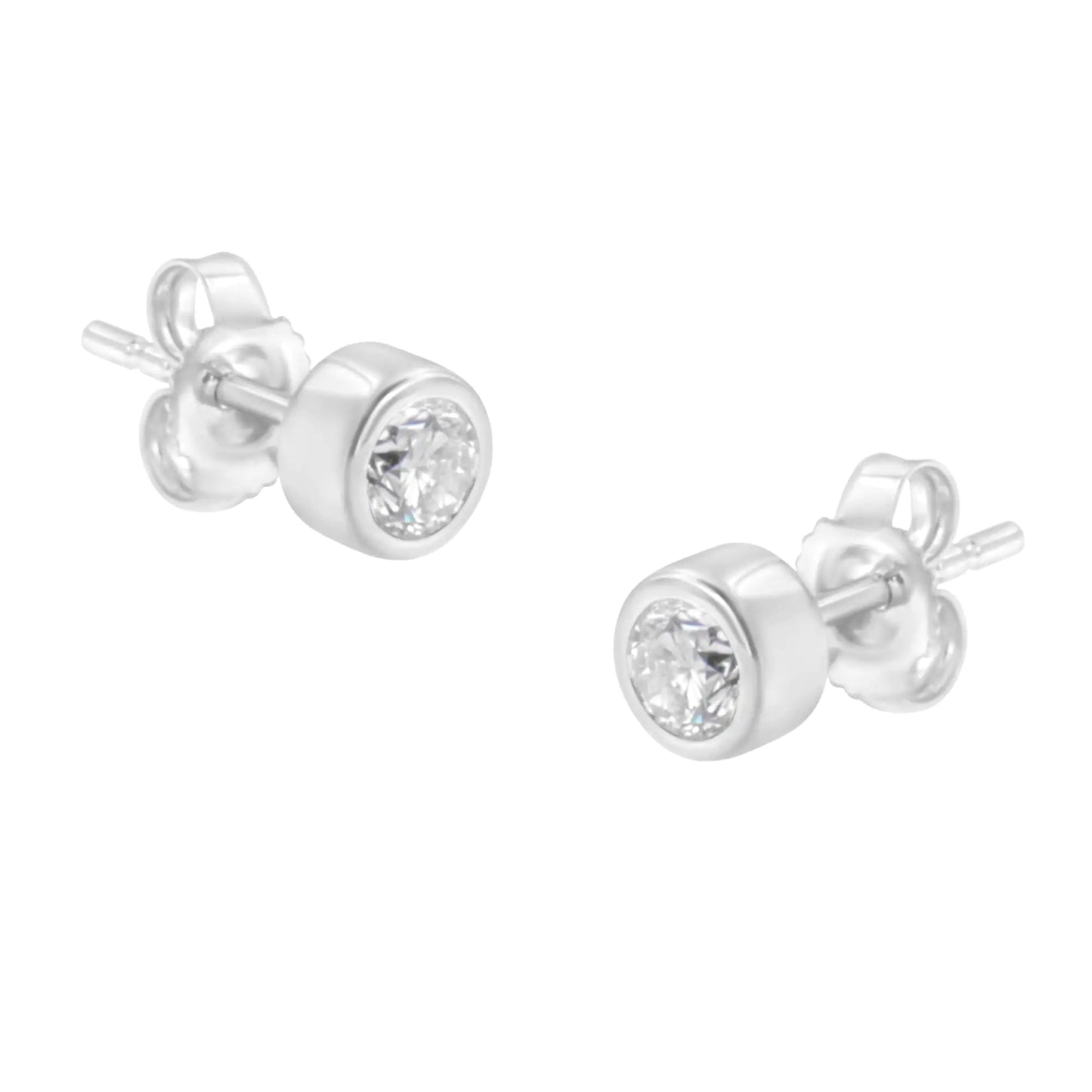 10K Gold 0.30 Cttw Round Brilliant-Cut Near Colorless Diamond Bezel-Set Stud Earrings (H-I Color, I1-I2 Clarity) WEM Support (www.WEM.support)