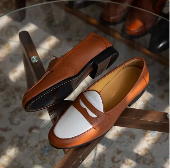 Men's Champagne Trendy Casual Leather Shoes