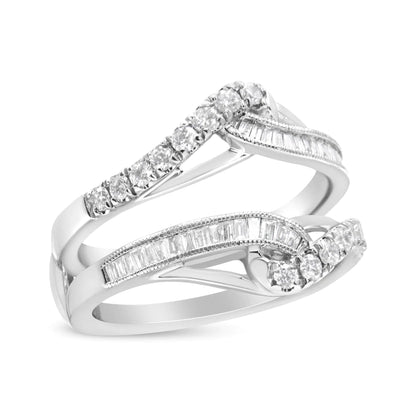 14K White Gold 0.65 Cttw Round and Baguette Invisible-Set Diamond Enhancer Wrap Ring (I-J Color, I2-I3 Clarity) WEM Support (www.WEM.support)
