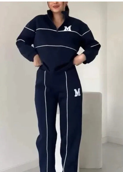 Womens 2 Piece Outfits Lounge Hoodless Pullover Sweatshirt Sweatsuit Sets Sweatshirt Baggy Fashion Sweatpants With Pockets WEM Support (www.WEM.support)