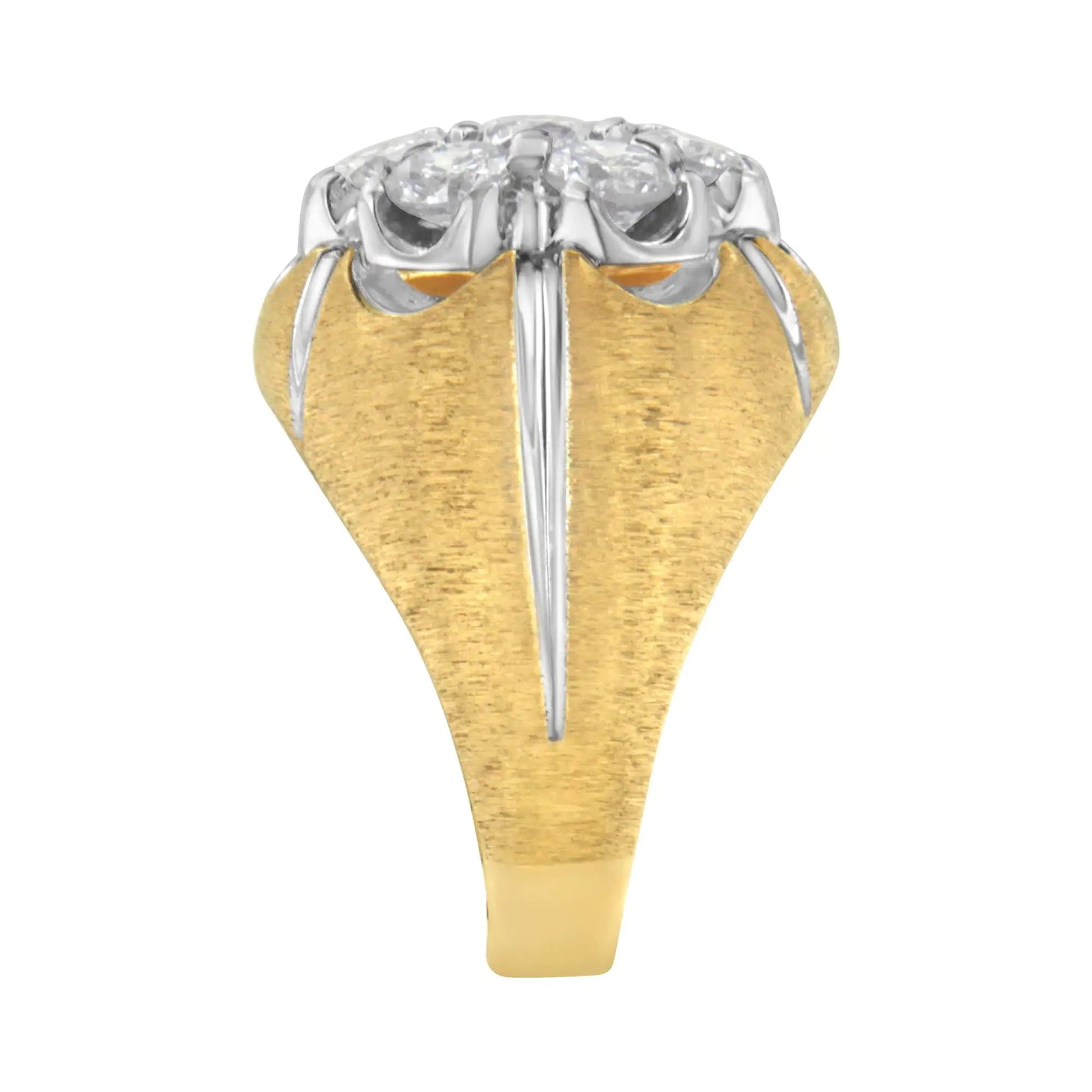 Men's 14K Yellow and White Gold 3.00 Cttw Diamond Cluster Dome Ring with Matte Finish (H-1 Color, I1-I2 Clarity) WEM Support (www.WEM.support)