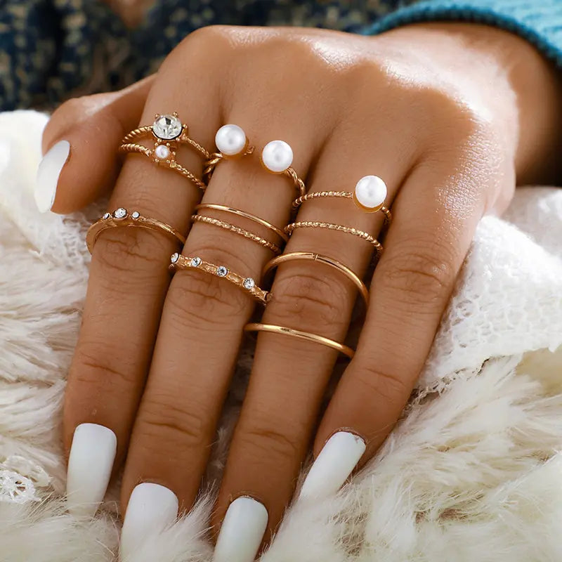 Fashion Boho Crystal Joint Ring Set WEM Support (www.WEM.support)