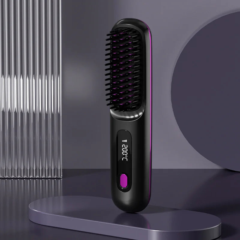 2-in-1 Wireless Hair Straightener Brush WEM Support (www.WEM.support)