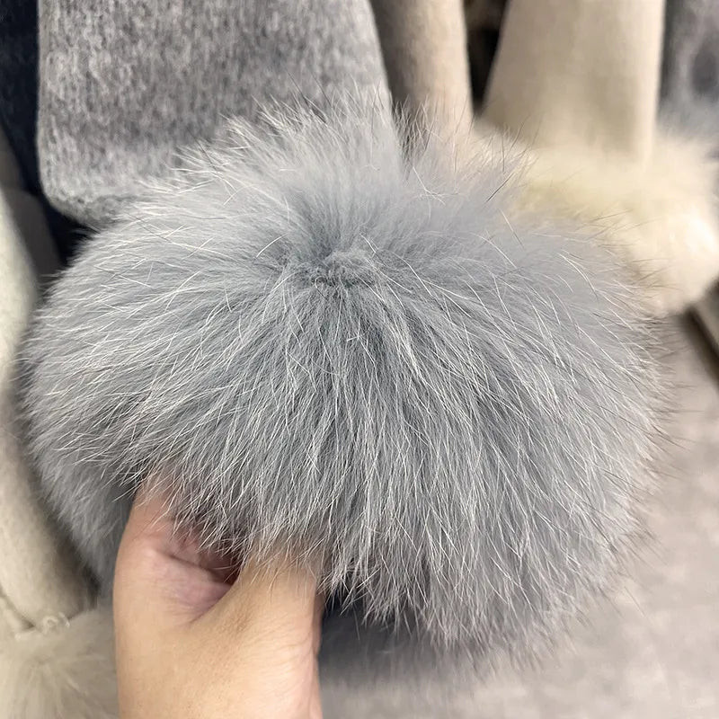 Fox Fur Elegant Double-sided Cashmere Coat WEM Support (www.WEM.support)