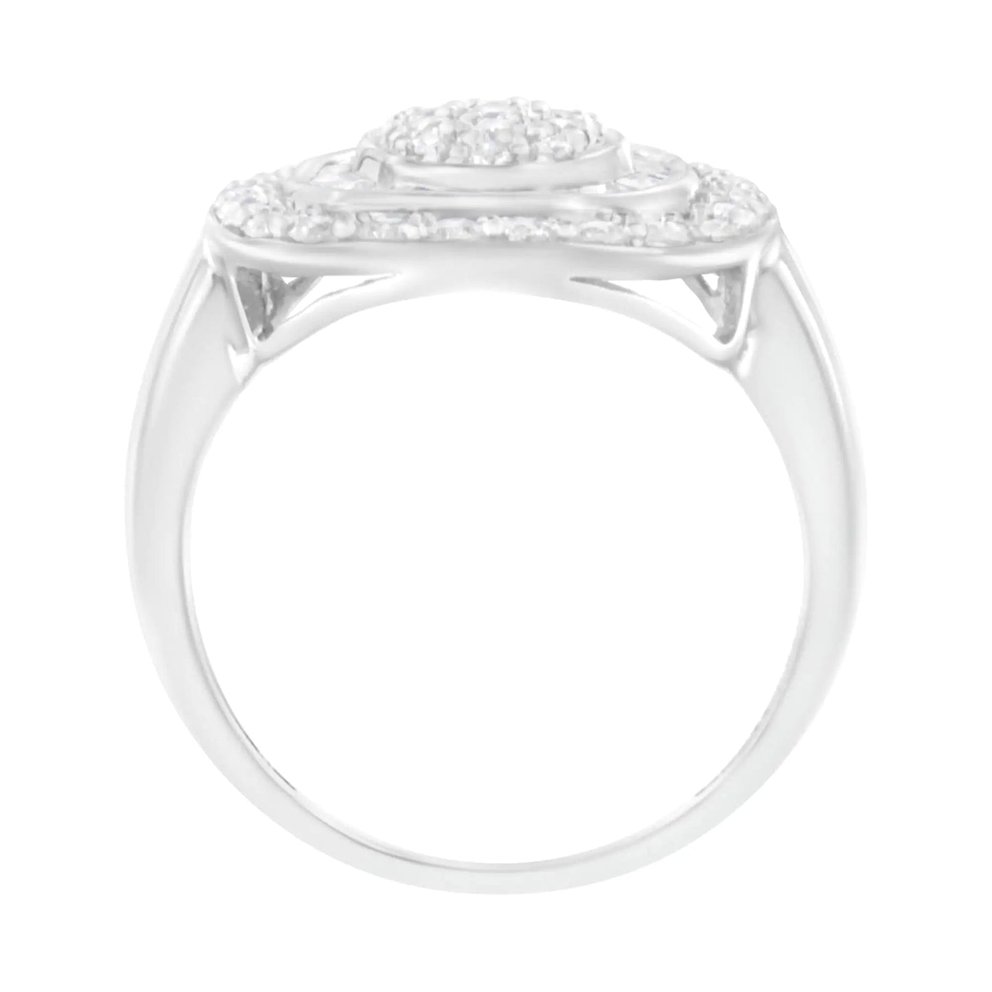 .925 Sterling Silver 1cttw Round and Baguette-Cut Diamond Square Cocktail Ring (I2-I3 Clarity, H-I Color) WEM Support (www.WEM.support)