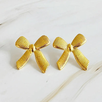 Cabled Bow Stud Earrings WEM Support (www.WEM.support)