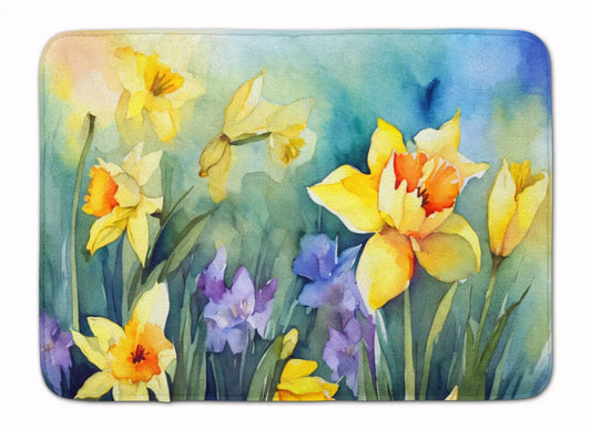 Daffodils in Watercolor Memory Foam Kitchen Mat WEM Support (www.WEM.support)