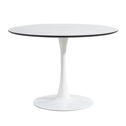 TULIP DINING TABLE ,Dia. 106cm ROUND, WHT, MARBLE WHT, 1pc Per Ctn WEM Support (www.WEM.support)