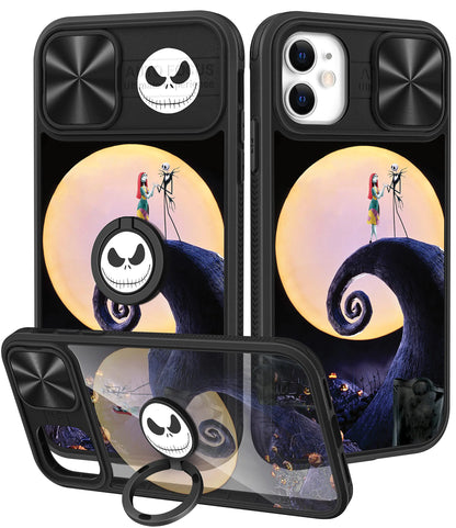 Joyleop (2in1 for iPhone 11 Case Cartoon Cute Cowby for Girls Pretty Women Teen Kids Girly Phone Covers Blue Pattern Design with Slide Camera Cover+Ring Holder for Apple 11 6.1”