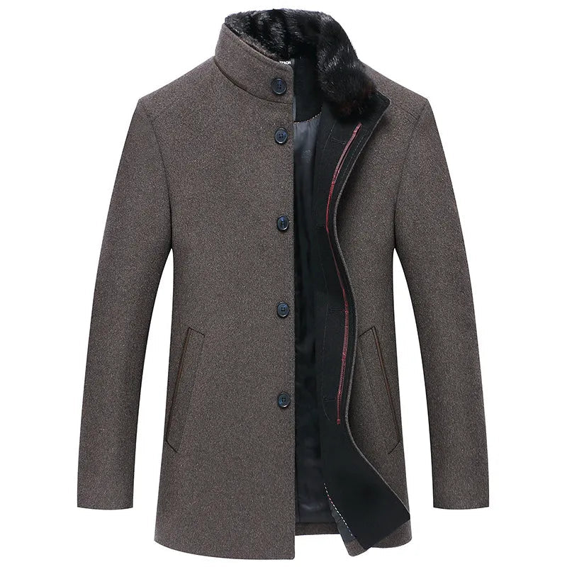 Stand Collar Woolen Coat WEM Support (www.WEM.support)
