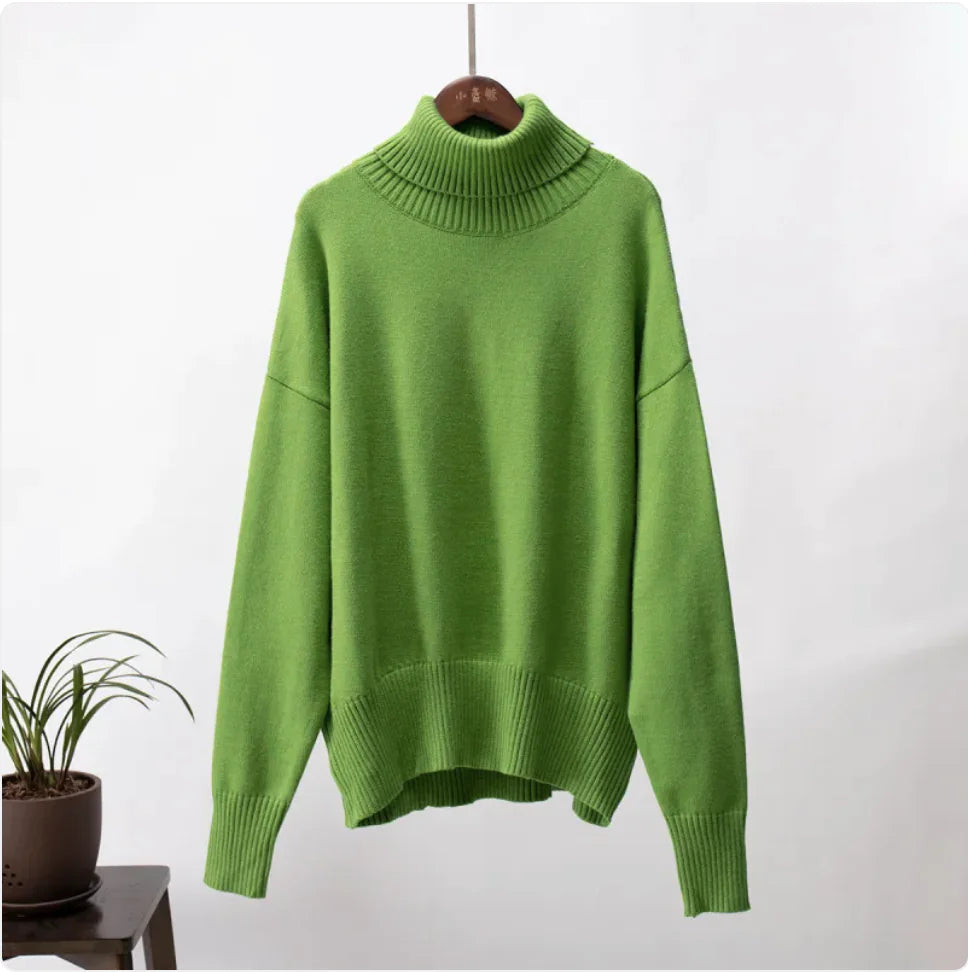Women's Solid Color Turtleneck Sweater WEM Support (www.WEM.support)
