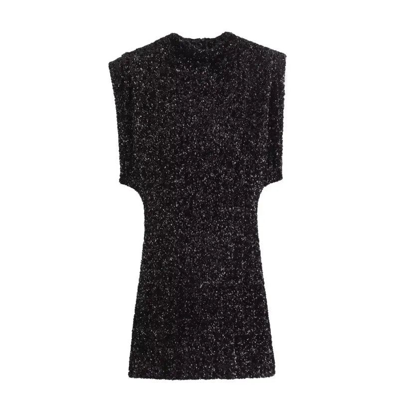 Winter Sleeveless Beaded Mini Dress WEM Support (www.WEM.support)