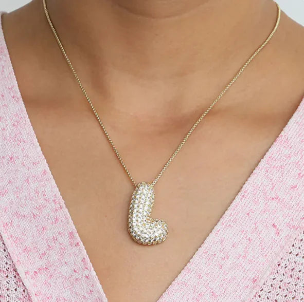 Star Brass Zircon Letter Necklace WEM Support (www.WEM.support)