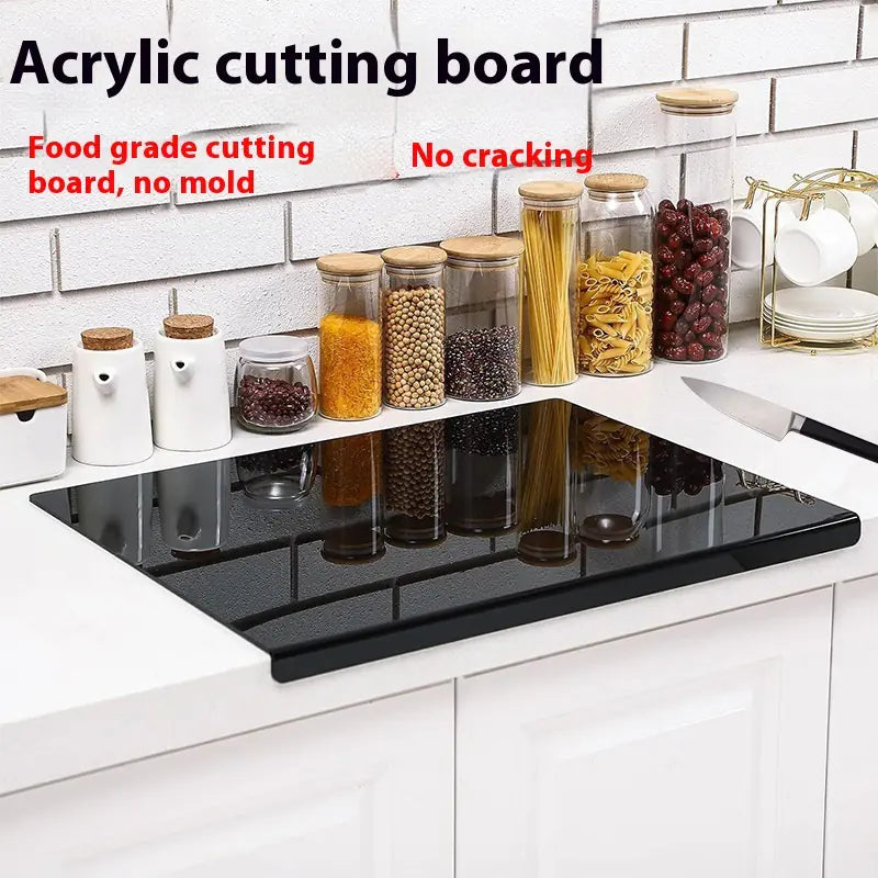 Kitchen Black Acrylic Chopping Board Non-slip WEM Support (www.WEM.support)