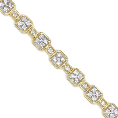 10K Yellow Gold 2.0 Cttw Diamond Square Link Bracelet (J-K Color, I2-I3 Clarity) - Size 7.25" WEM Support (www.WEM.support)