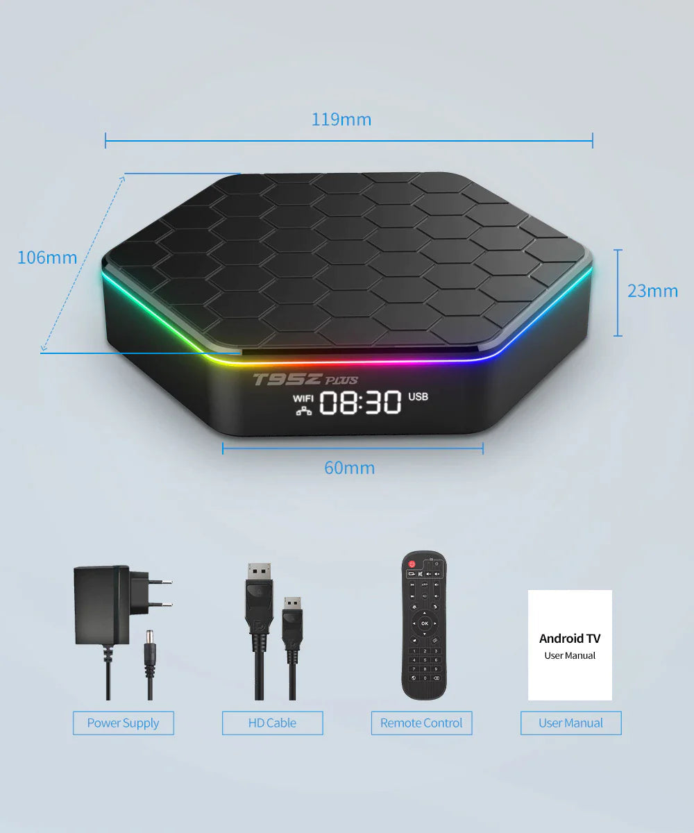 2023 Upgraded T95Z Plus Smart Android 12.0 TV Box Quad Core 6K HD Stream Player WEM Support (www.WEM.support)
