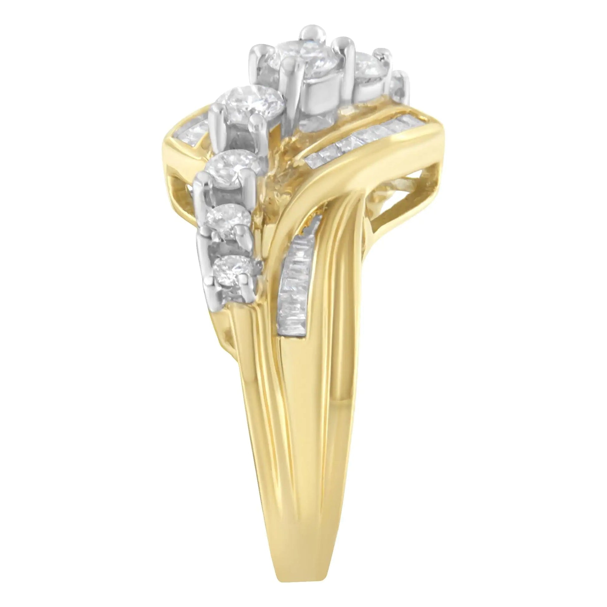 10K Two-Toned Diamond Bypass Ring (1 Cttw, H-I Color, SI2-I1 Clarity) WEM Support (www.WEM.support)
