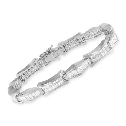 14K White Gold Baguette and Princess Cut Diamond Bracelet (8.09 cttw, H-I Color, SI1-SI2 Clarity) WEM Support (www.WEM.support)
