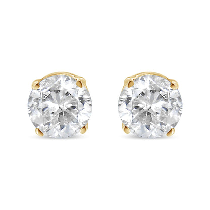 14K Yellow Gold 1/3 Cttw Round Brilliant-Cut Near Colorless Diamond Classic 4-Prong Stud Earrings (J-K Color, I1-I2 Clarity) WEM Support (www.WEM.support)