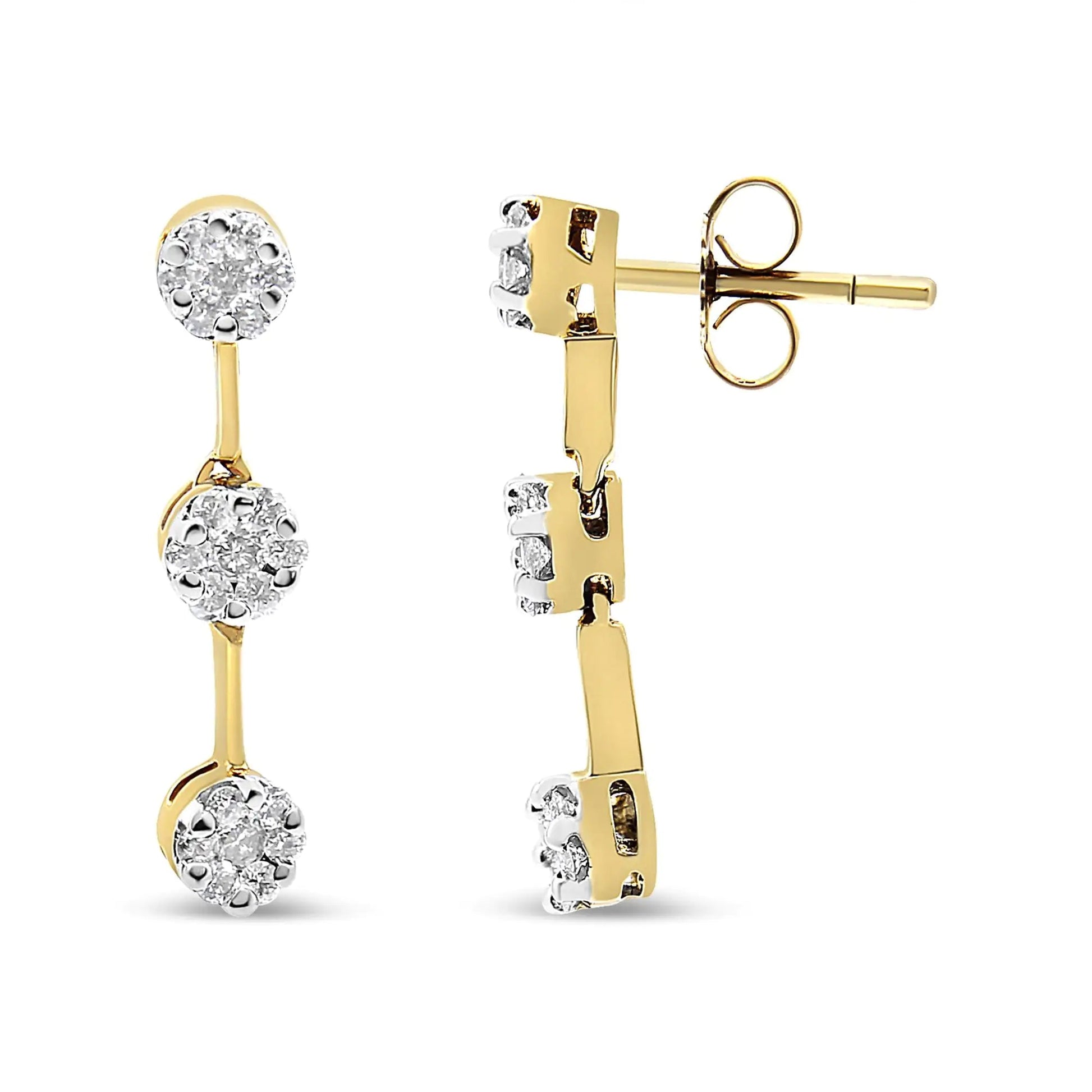 14K Yellow Gold Round Diamond Earrings (1.05 cttw, H-I Color, SI1-SI2 Clarity) WEM Support (www.WEM.support)