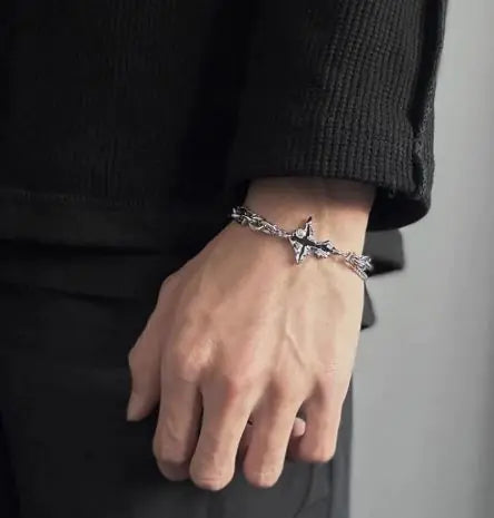 Men's  Cross Bracelet and  Necklace Titanium Steel WEM Support (www.WEM.support)