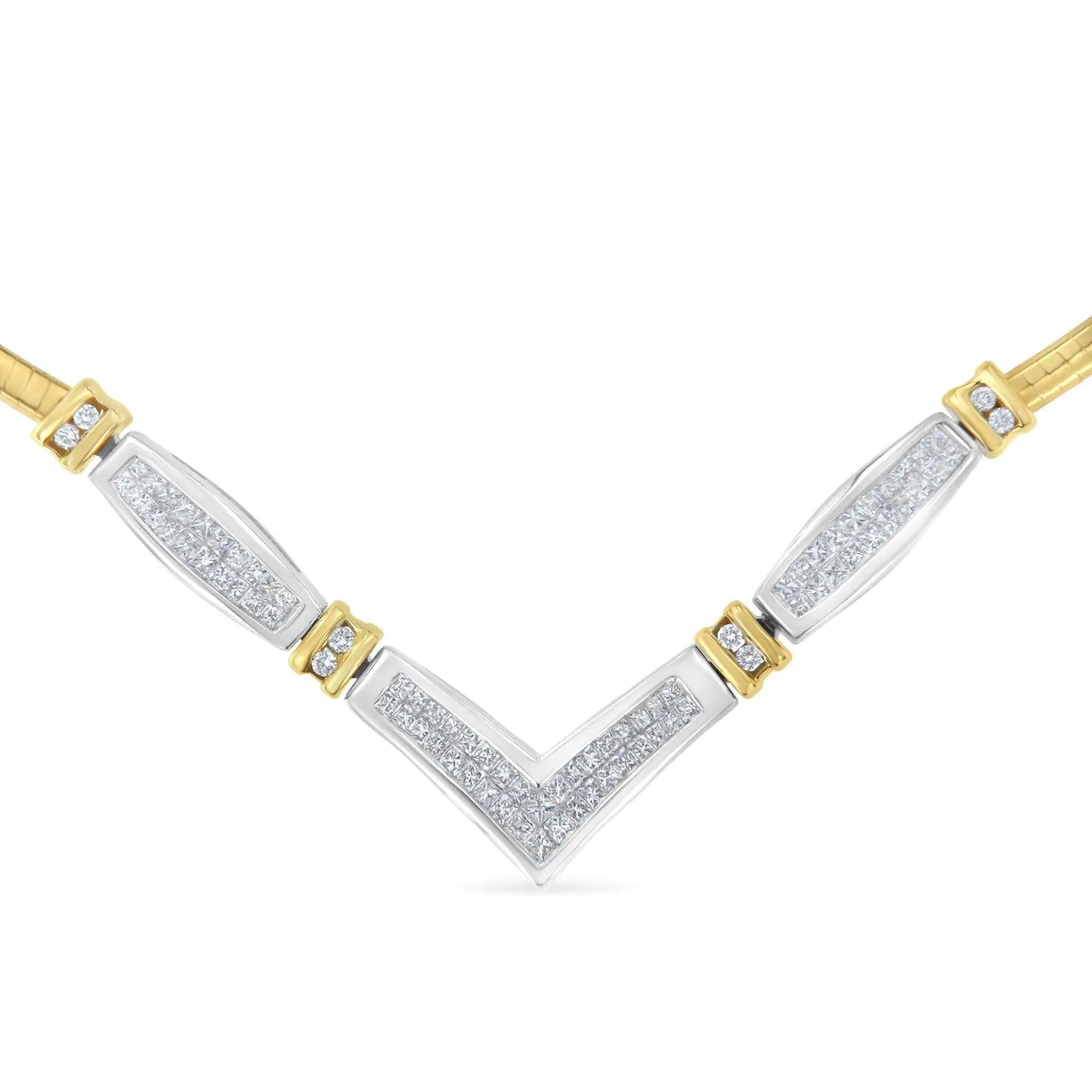 14K Two-Toned Gold 1 cttw Diamond Chevron "V" Necklace (H-I, SI1-SI2) WEM Support (www.WEM.support)