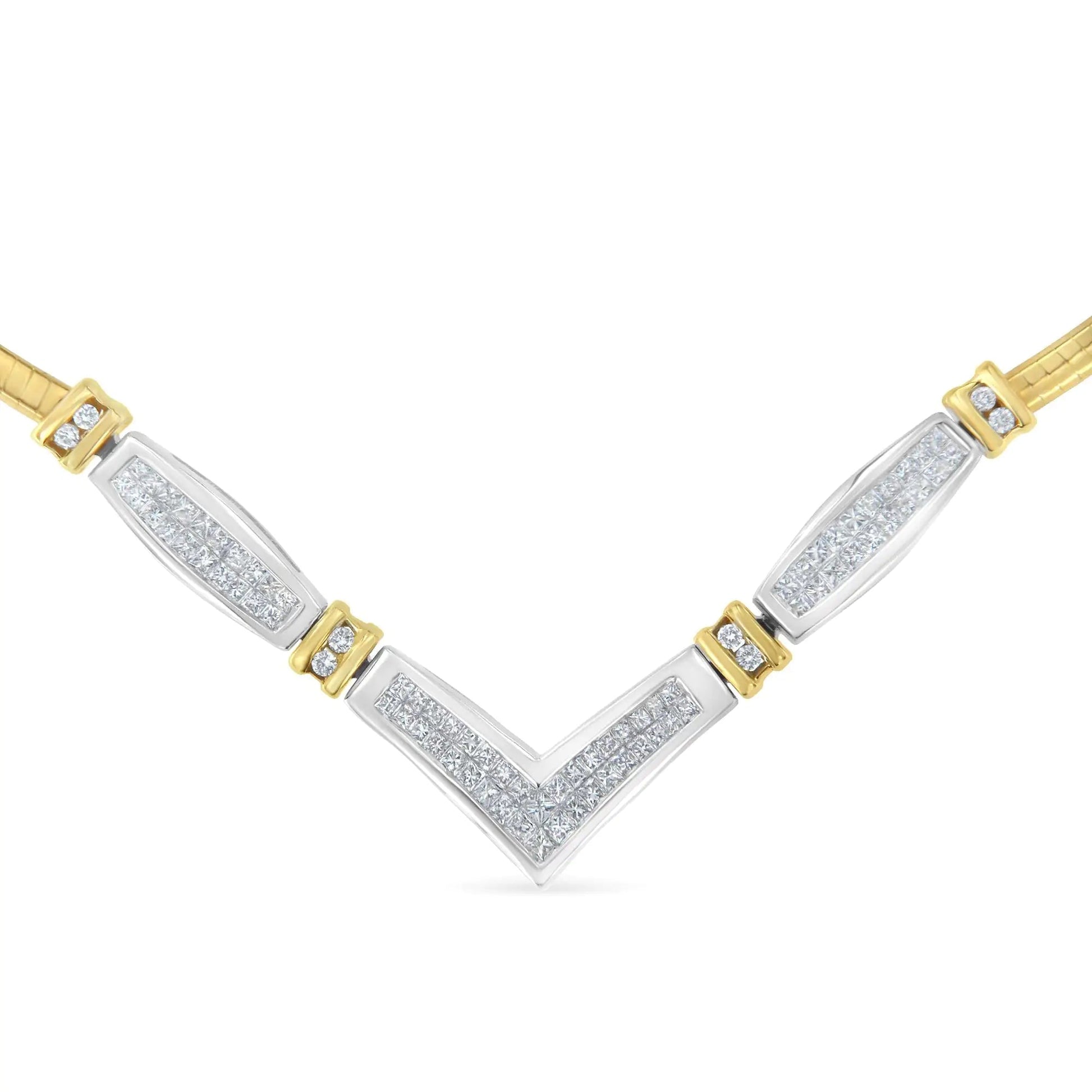 14K Two-Toned Gold 1 cttw Diamond Chevron "V" Necklace (H-I, SI1-SI2) WEM Support (www.WEM.support)