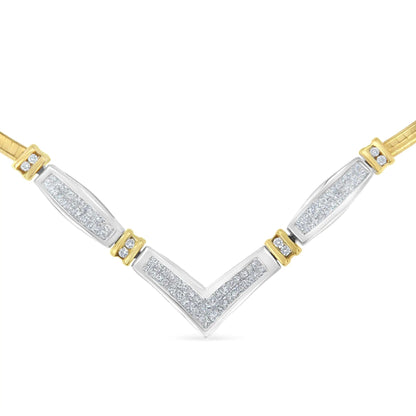 14K Two-Toned Gold 1 cttw Diamond Chevron "V" Necklace (H-I, SI1-SI2) WEM Support (www.WEM.support)