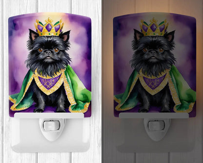 Affenpinscher King of Mardi Gras Ceramic Night Light WEM Support (www.WEM.support)