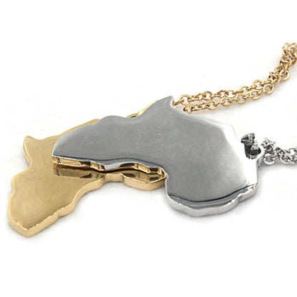Africa Map Stainless Steel Pendant Necklace WEM Support (www.WEM.support)