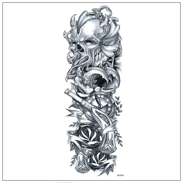 5Pcs Large Temporary Body Art Arm Tattoo Sticker Sleeve Man Women Waterproof USA WEM Support (www.WEM.support)