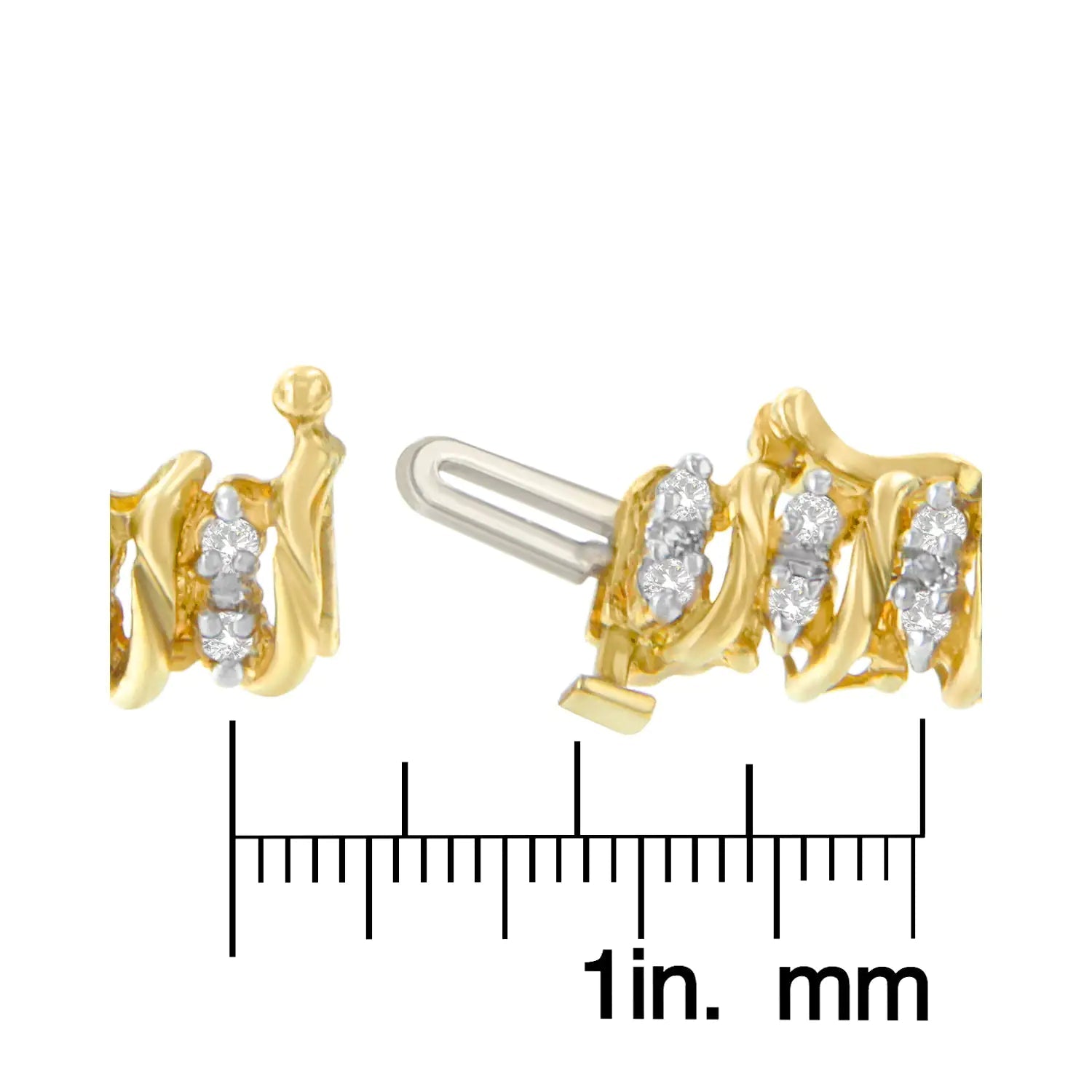 10K Yellow Gold Round Cut Diamond S-Curve Bracelet (1.00 cttw, J-K Color, I2-I3 Clarity) WEM Support (www.WEM.support)