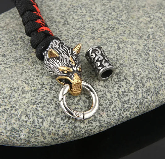 Vintage Gold Wolf Paracord Bracelet WEM Support (www.WEM.support)