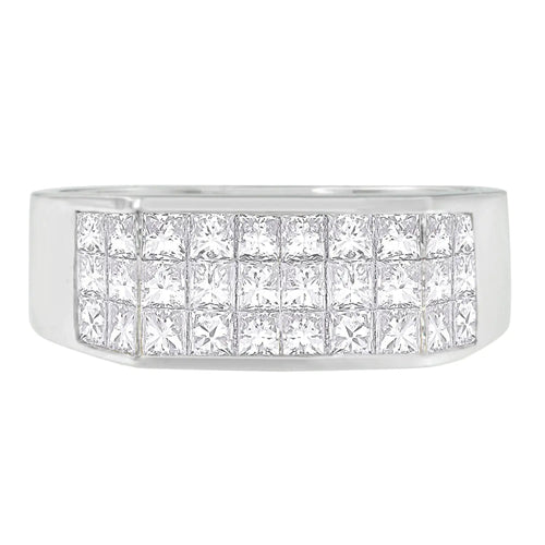 Men's 14k White Gold 2 1/2 ct TDW Diamond Cluster Ring (G-H, VS1-VS2) WEM Support (www.WEM.support)
