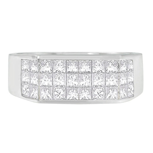 Men's 14k White Gold 2 1/2 ct TDW Diamond Cluster Ring (G-H, VS1-VS2) WEM Support (www.WEM.support)