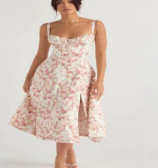Vestido Elegante Parisino - Maxi Floral con Corsé - Catch Cards