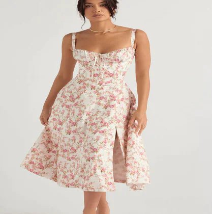 Vestido Elegante Parisino - Maxi Floral con Corsé - Catch Cards