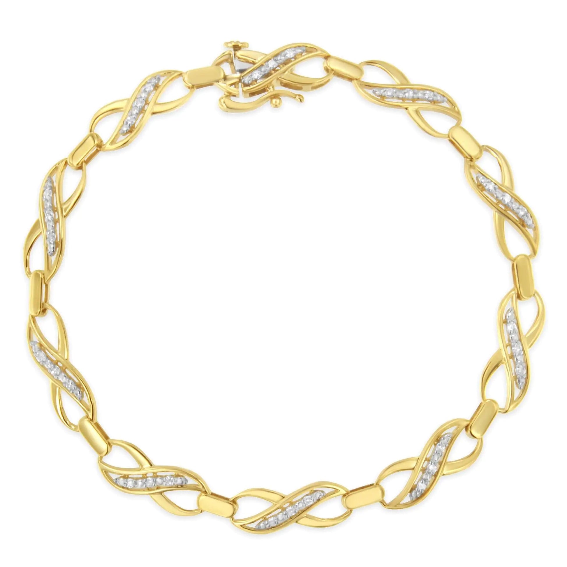 10K Yellow Gold Round-Cut Infinite Love Diamond Bracelet (0.25 cttw, I-J Color, I2-I3 Clarity) WEM Support (www.WEM.support)