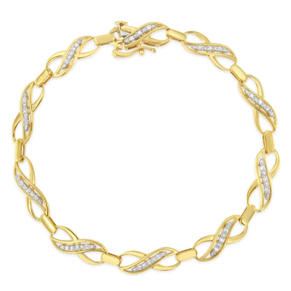 10K Yellow Gold Round-Cut Infinite Love Diamond Bracelet (0.25 cttw, I-J Color, I2-I3 Clarity) WEM Support (www.WEM.support)