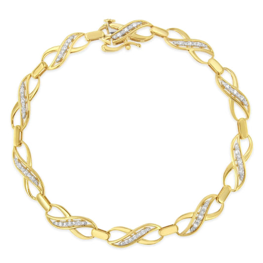10K Yellow Gold Round-Cut Infinite Love Diamond Bracelet (0.25 cttw, I-J Color, I2-I3 Clarity) WEM Support (www.WEM.support)